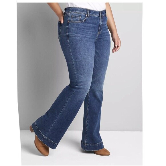 LANE BRYANT Jeans 28S Signature Fit Flare Mid Rise Ariel Magic Waistband NWT $89 - Picture 1 of 12